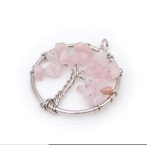Dije Árbol Cuarzo Rosa