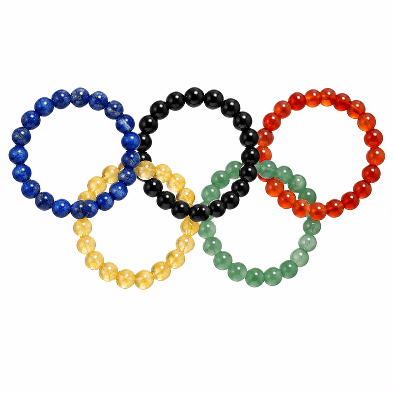 PACK OLÍMPICO — 5 PULSERAS DE PIEDRAS NATURALES